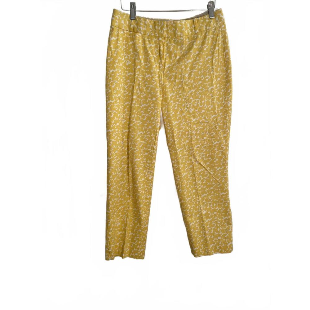 Talbots Women's Curvy Fit Yellow Printed Pants - Size 4